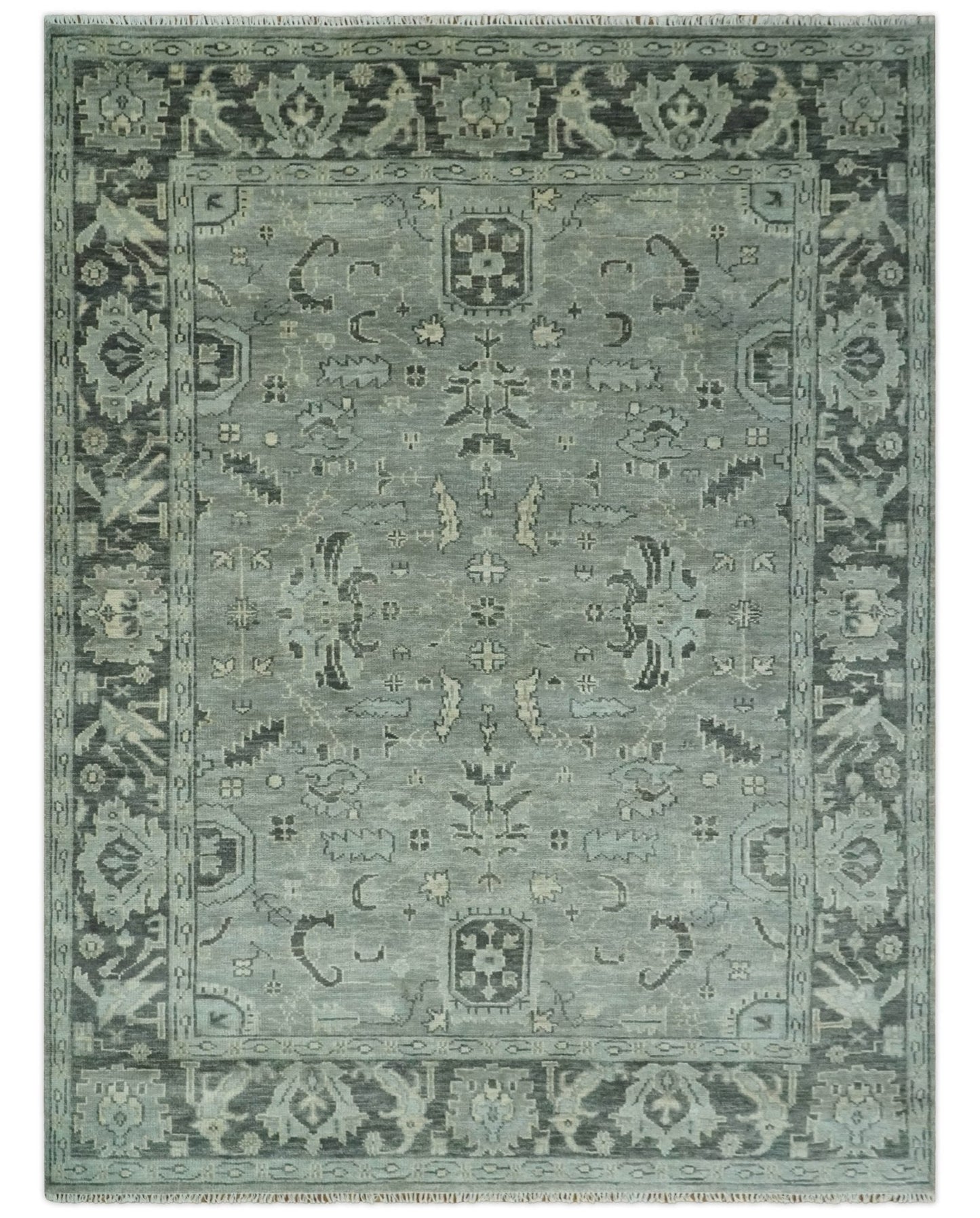 Antique Oushak Silver and Charcoal Multi size Wool Area Rug