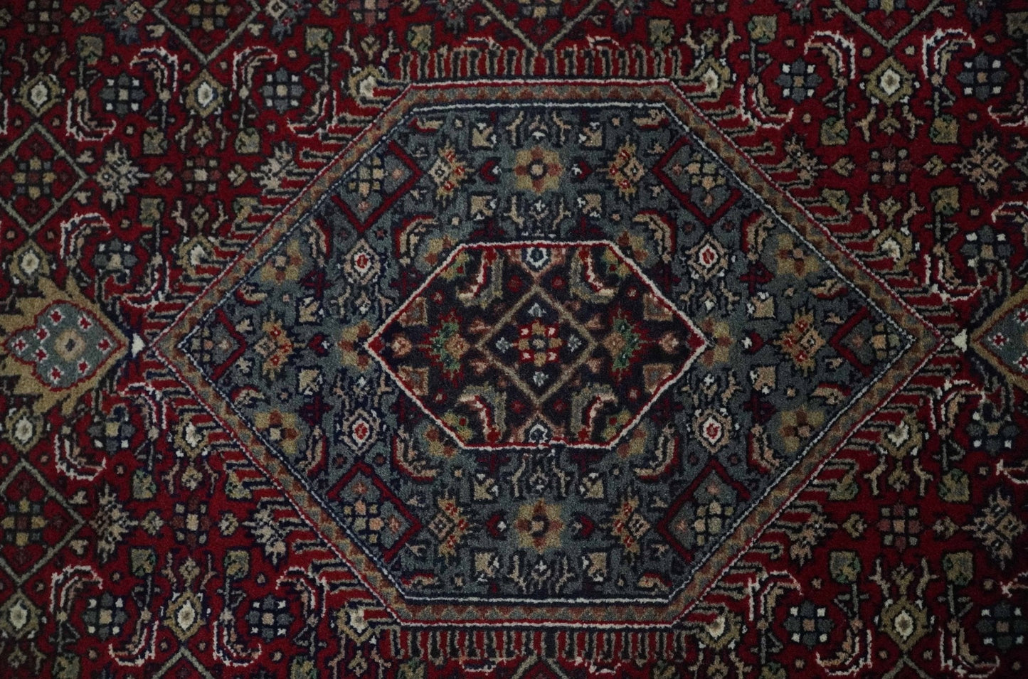 5x7 Antique Persian Hand Knotted Maroon, Black and Blue Traditional Medallion Wool Rug | KNT25