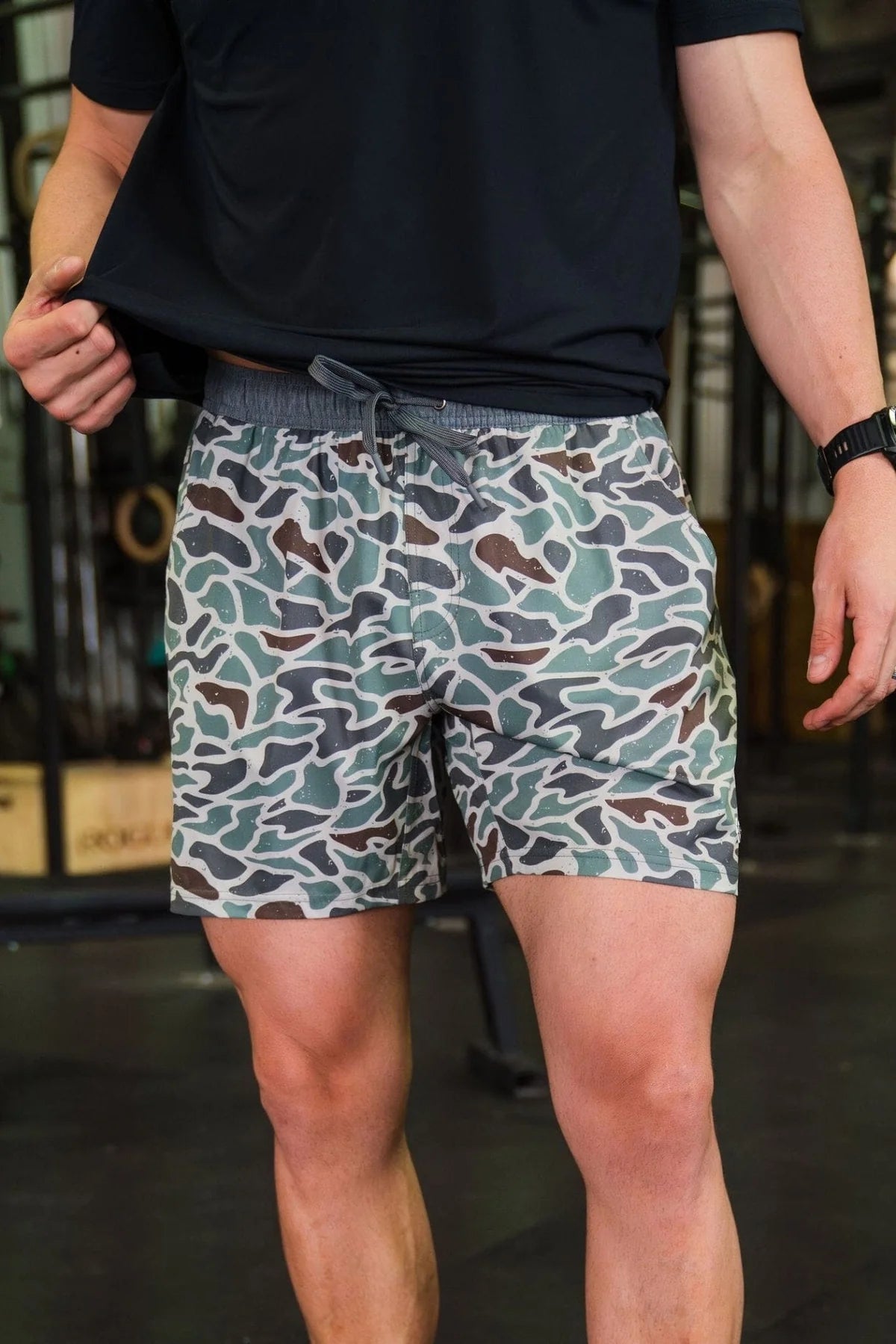 Burlebo Athletic Short - Retro Duck Camo - Grey Liner