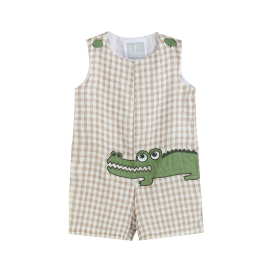 Lil Cactus - Brown Gingham Alligator Shortalls