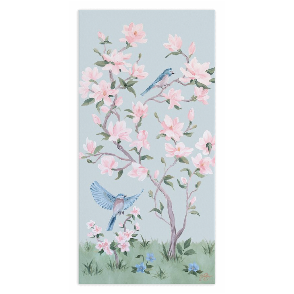 May, a blue chinoiserie canvas wrap