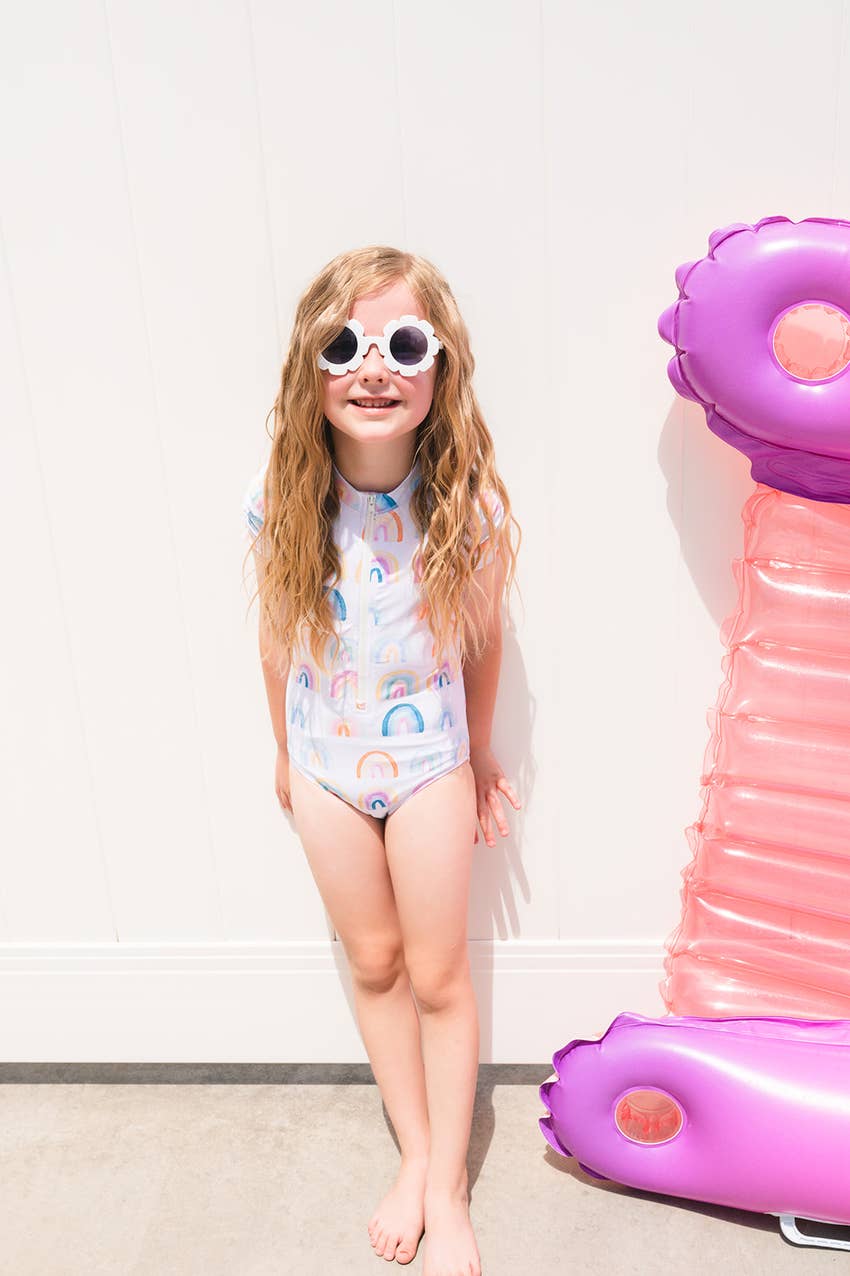 Zoey Swim in Watercolor Rainbow