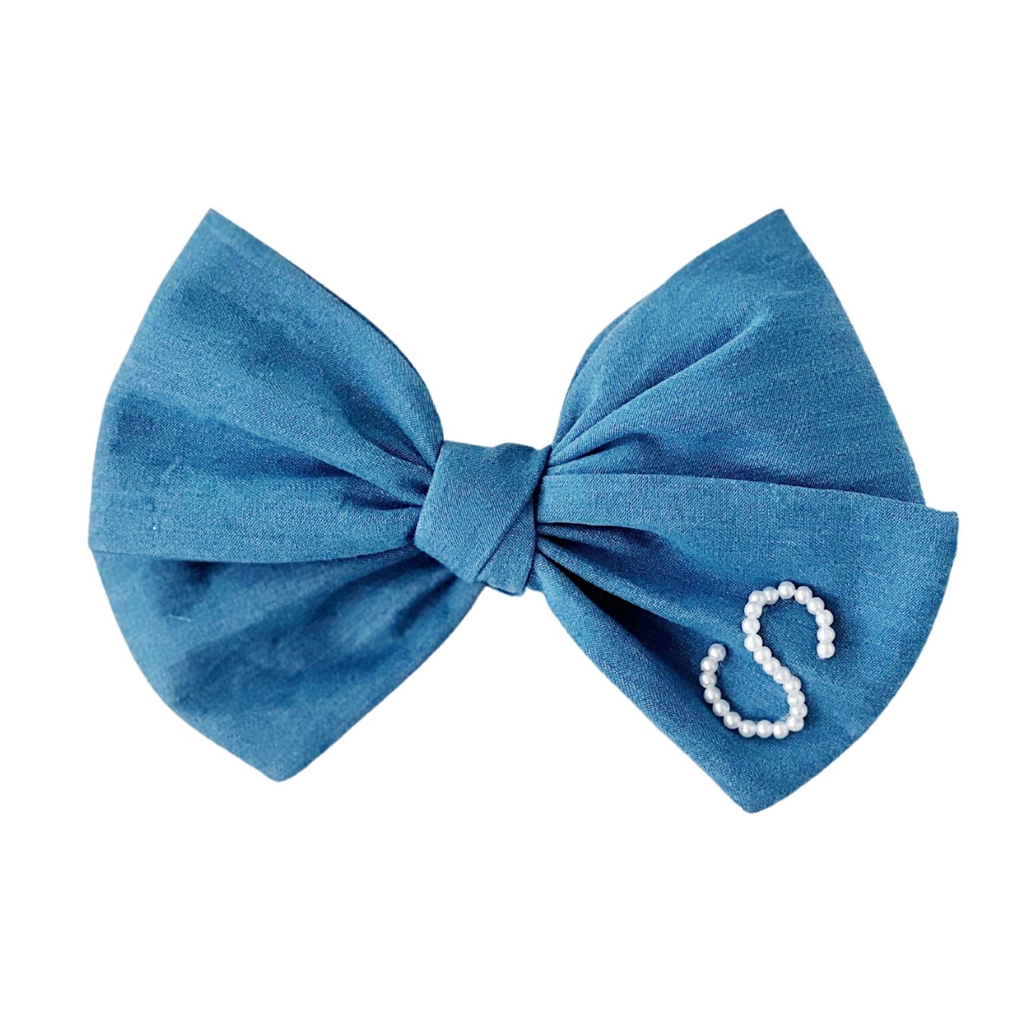 Medium Wash Pearl Initial Bow