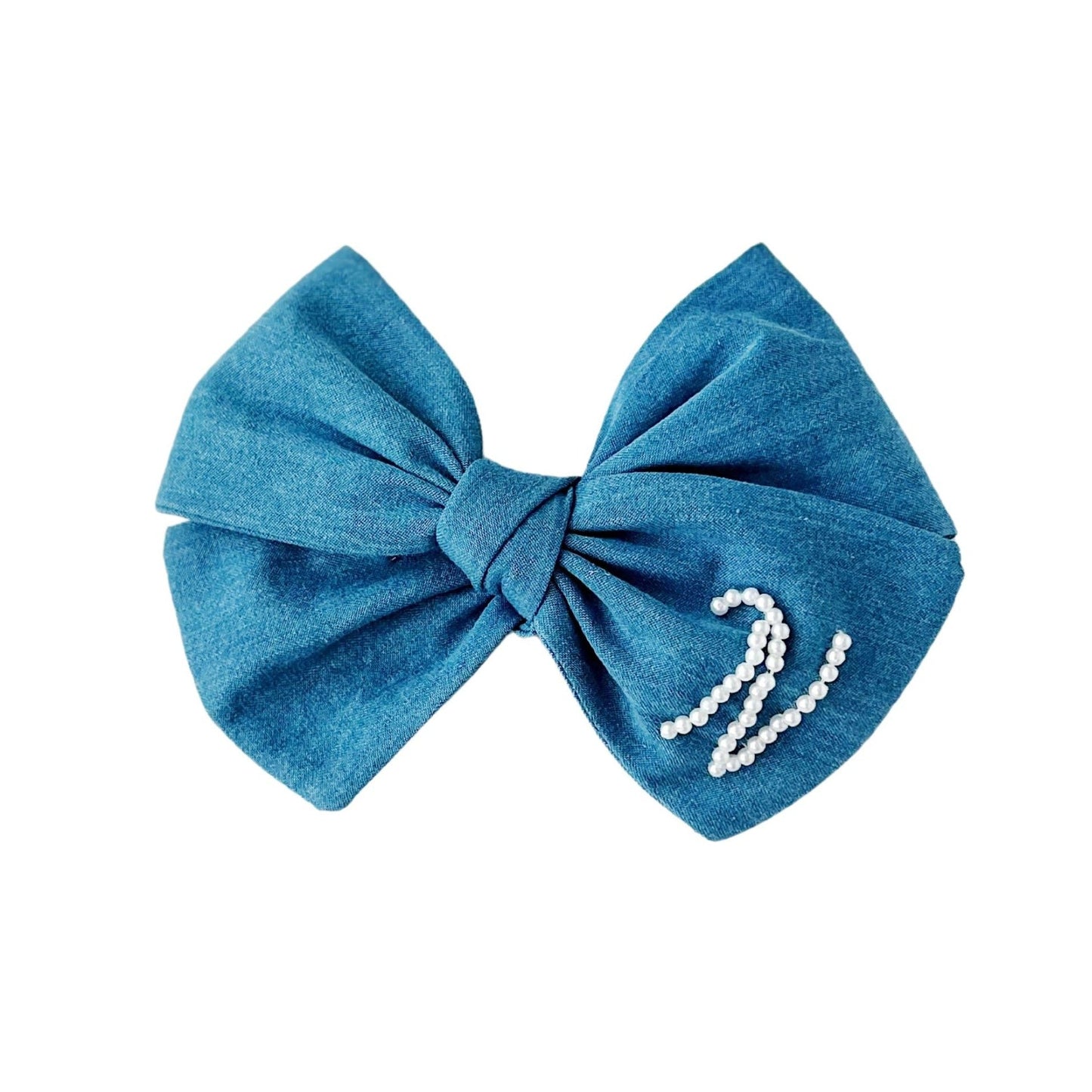 Medium Wash Pearl Initial Bow