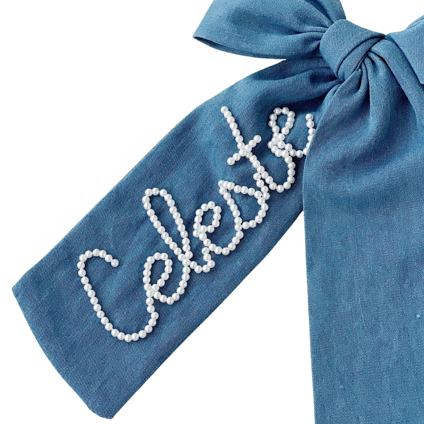 Medium Wash Pearl Wash Denim Bow