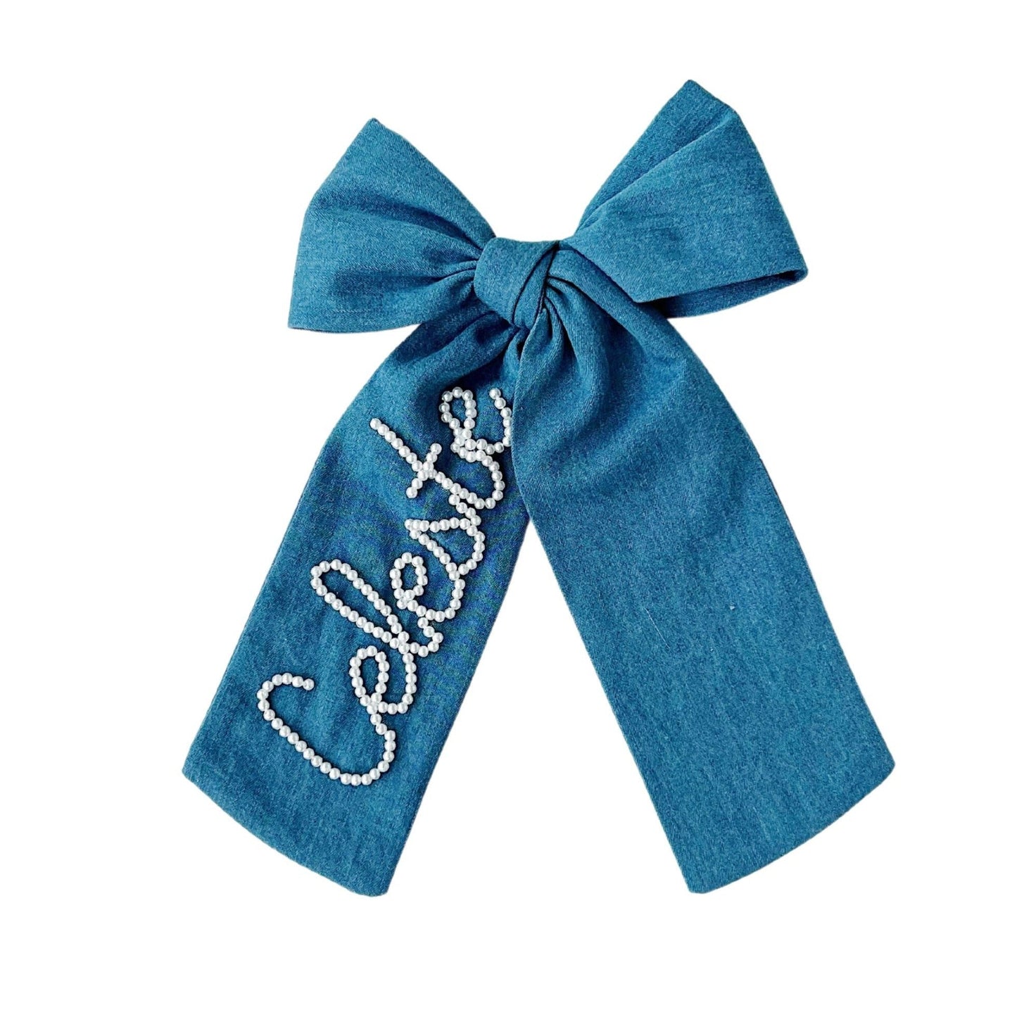 Medium Wash Pearl Wash Denim Bow