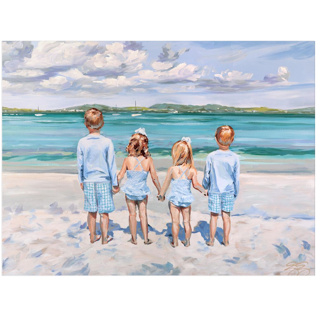 Beach Babies: Four Cousins, a fine art print on paper