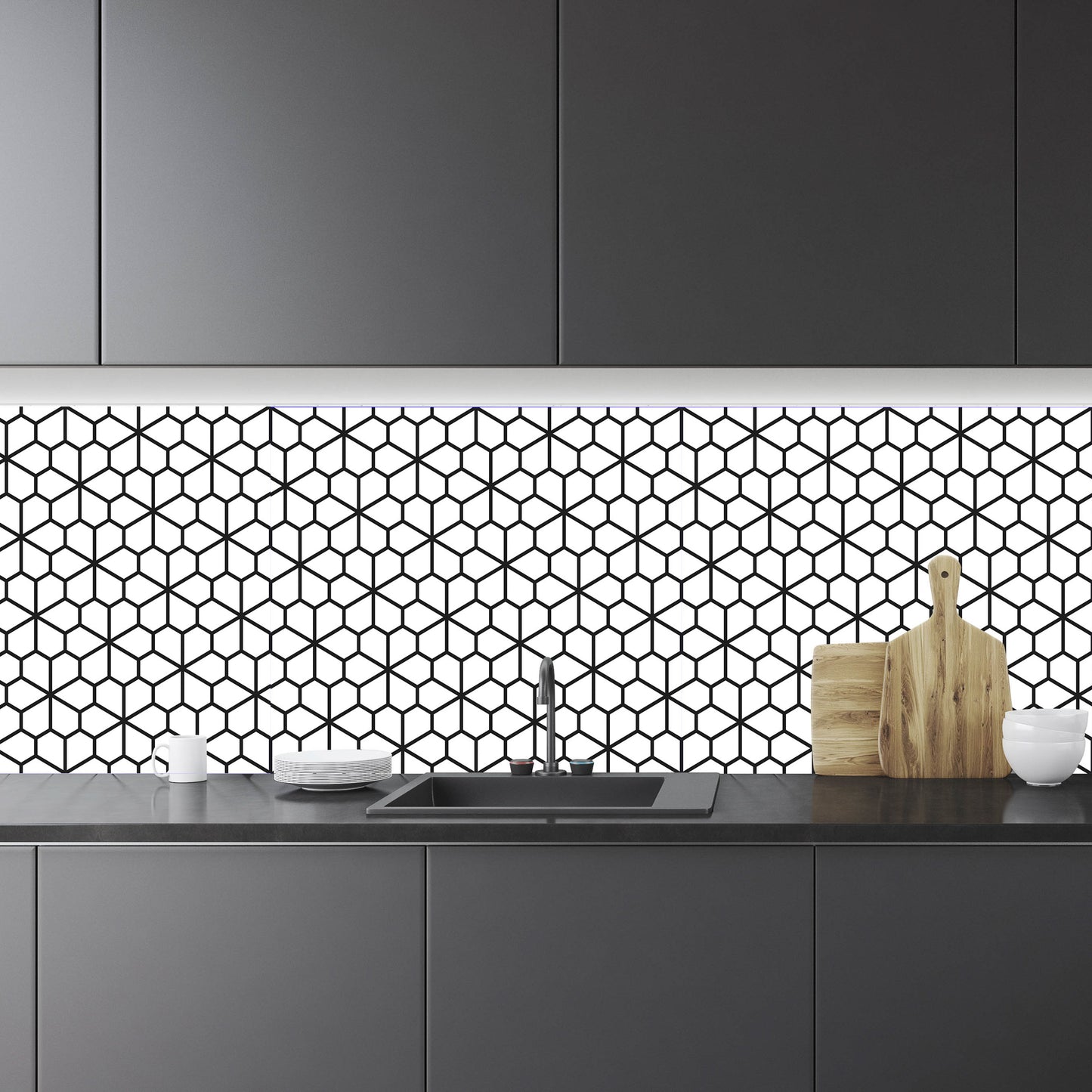 Polygonal Flower Tile Backsplash