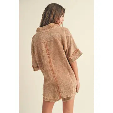 Double Gauze Button Down Shirt | Toffee