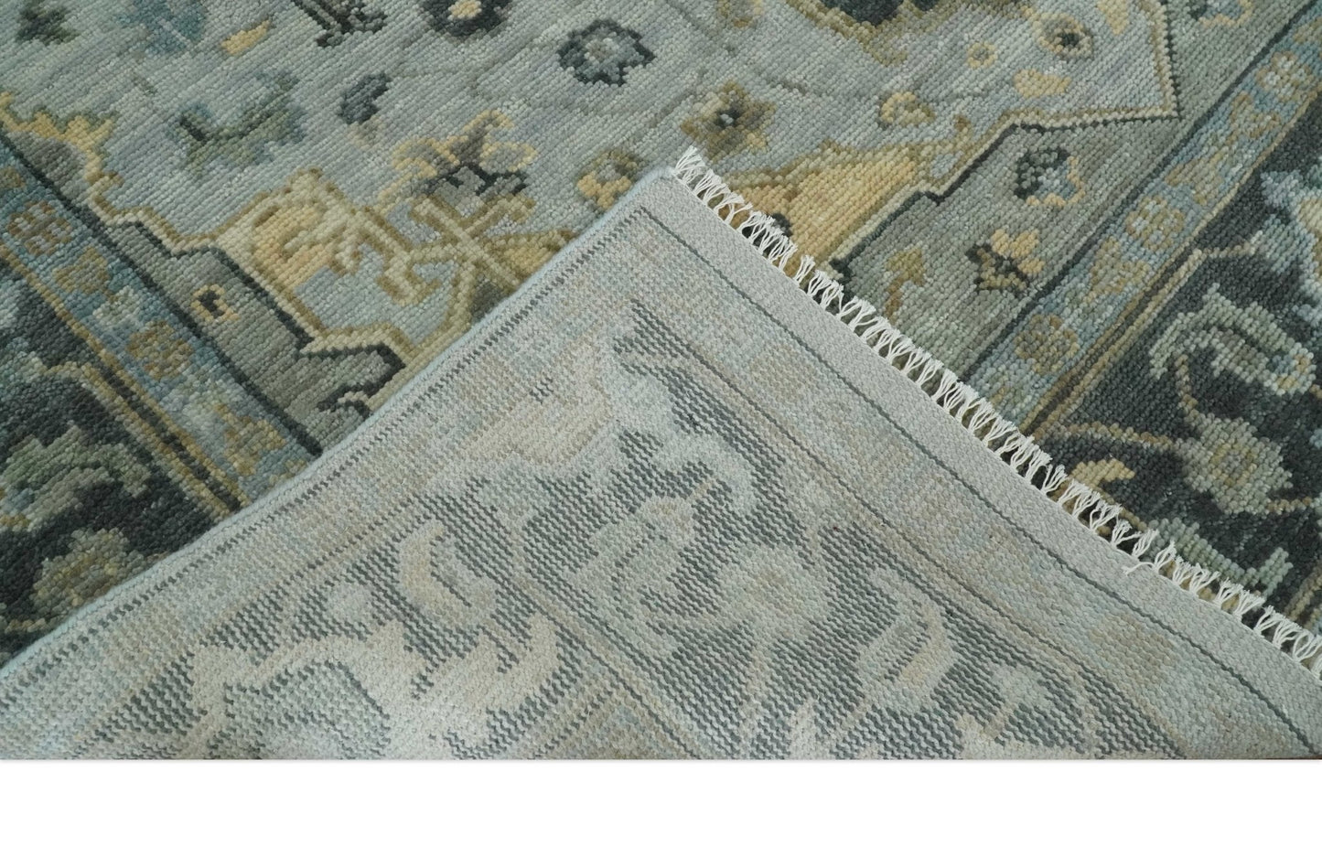 Custom made Beige, Gray and Charcoal Hand Knotted Antique look Traditional Heriz Serapi Wool Rug