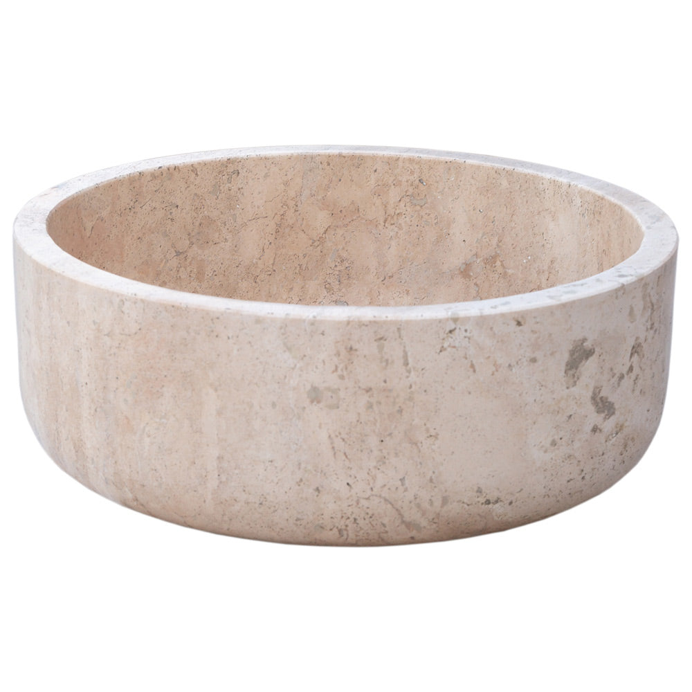 Natural Stone Beige Travertine Vessel Sink Honed  (D)16" (H)6"