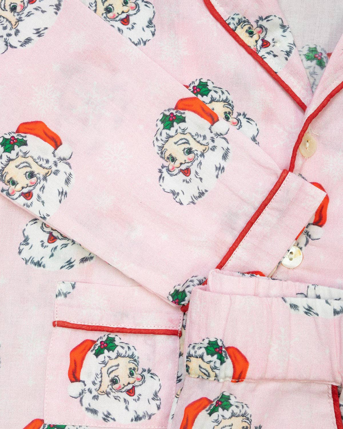 Smockingbird - Vintage Santa Pajama Set in Pink