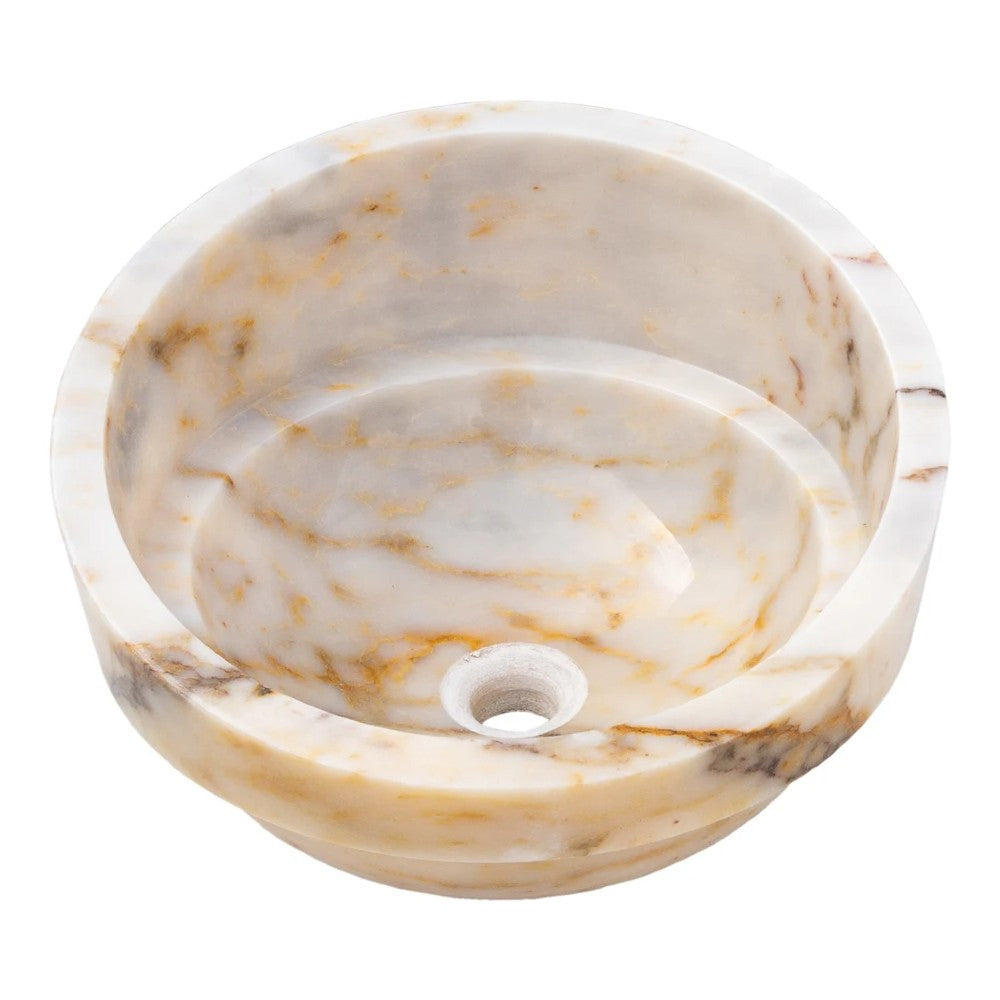 Bianco Giallo Marble Special Design Vessel Sink Bowl Polished  (D)16" (H)9"