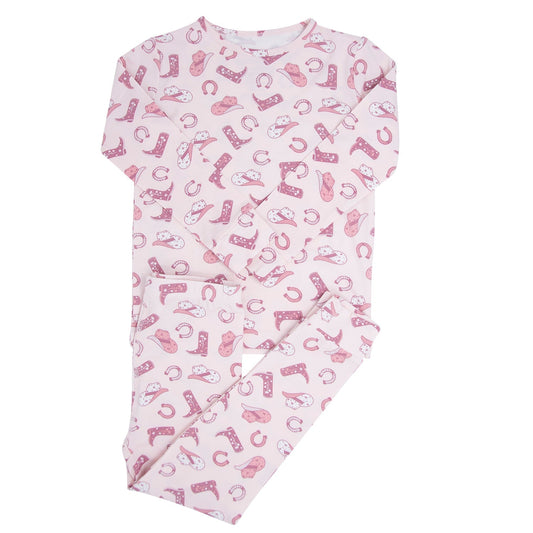 Pink Western Boots Pajama Set