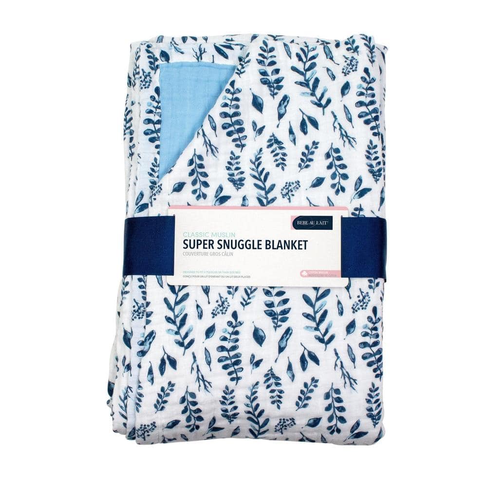 Blue Leaves + Cornflower Classic Muslin Super Snuggle Blanket