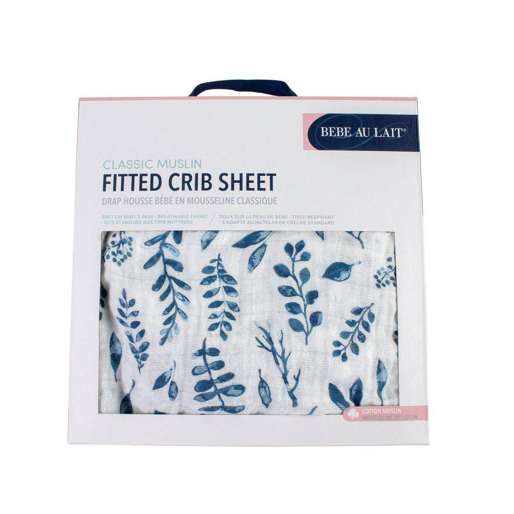 Blue Leaves Crib Sheet