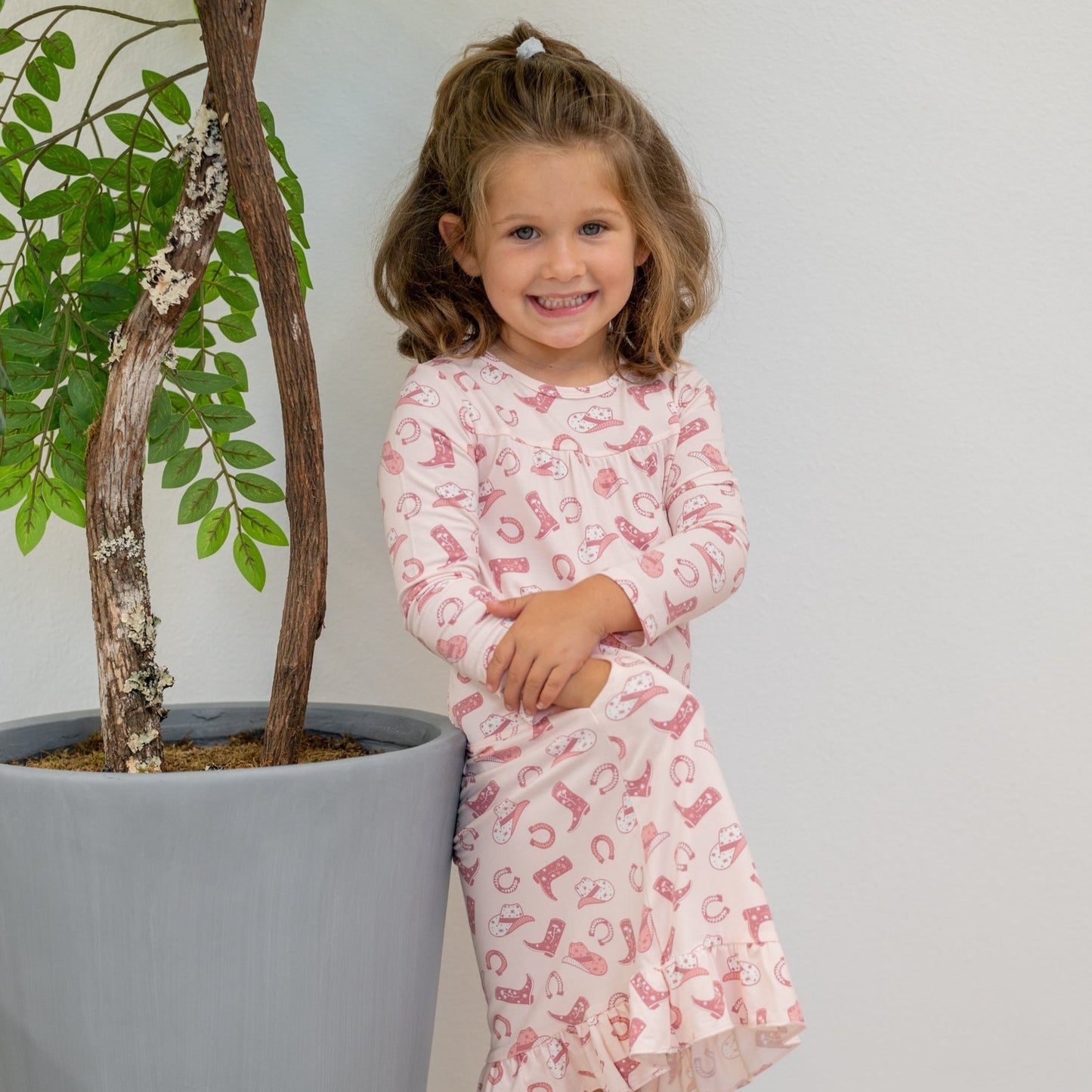 Pink Western Boots Pocket Dress
