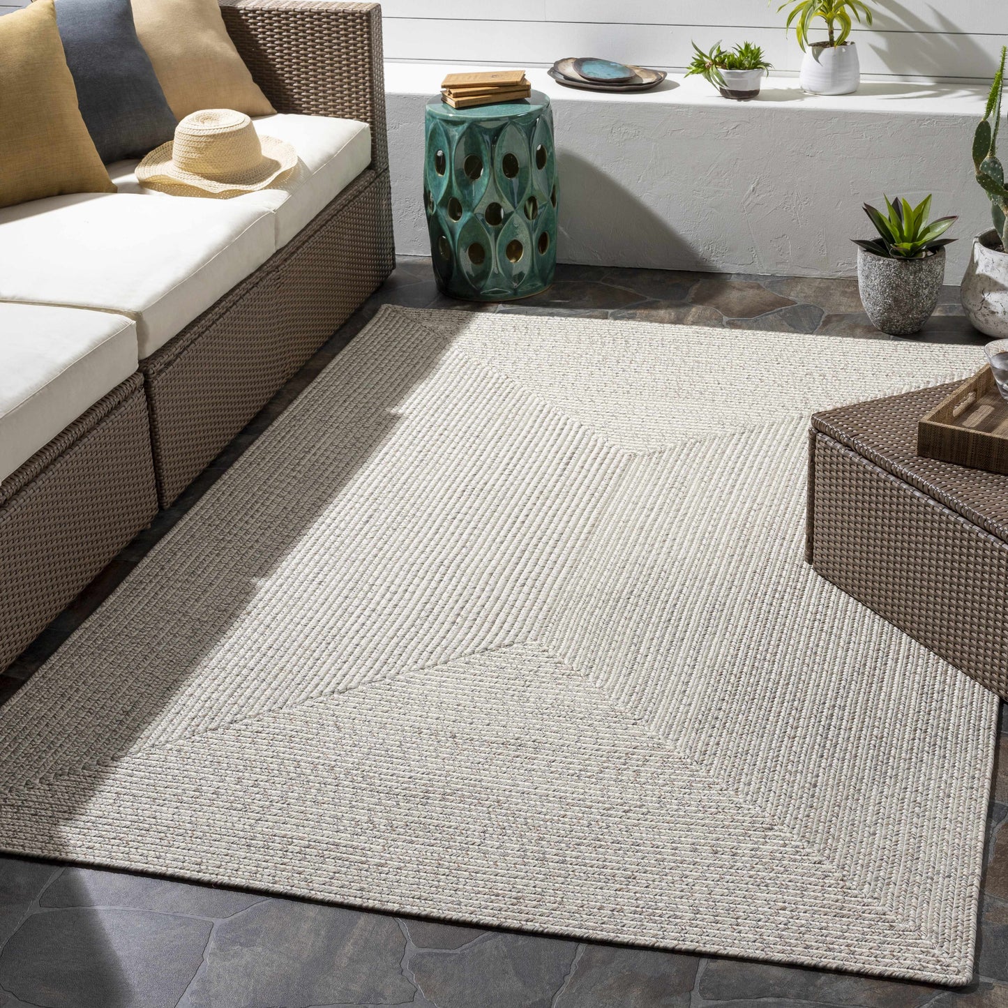 Beige Braided Faux Jute Rug