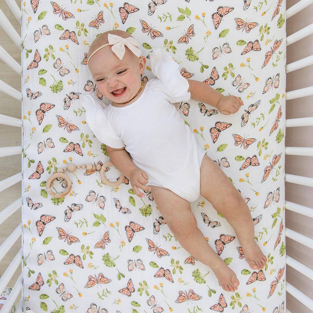 Butterfly Oh So Soft Muslin Crib Sheet