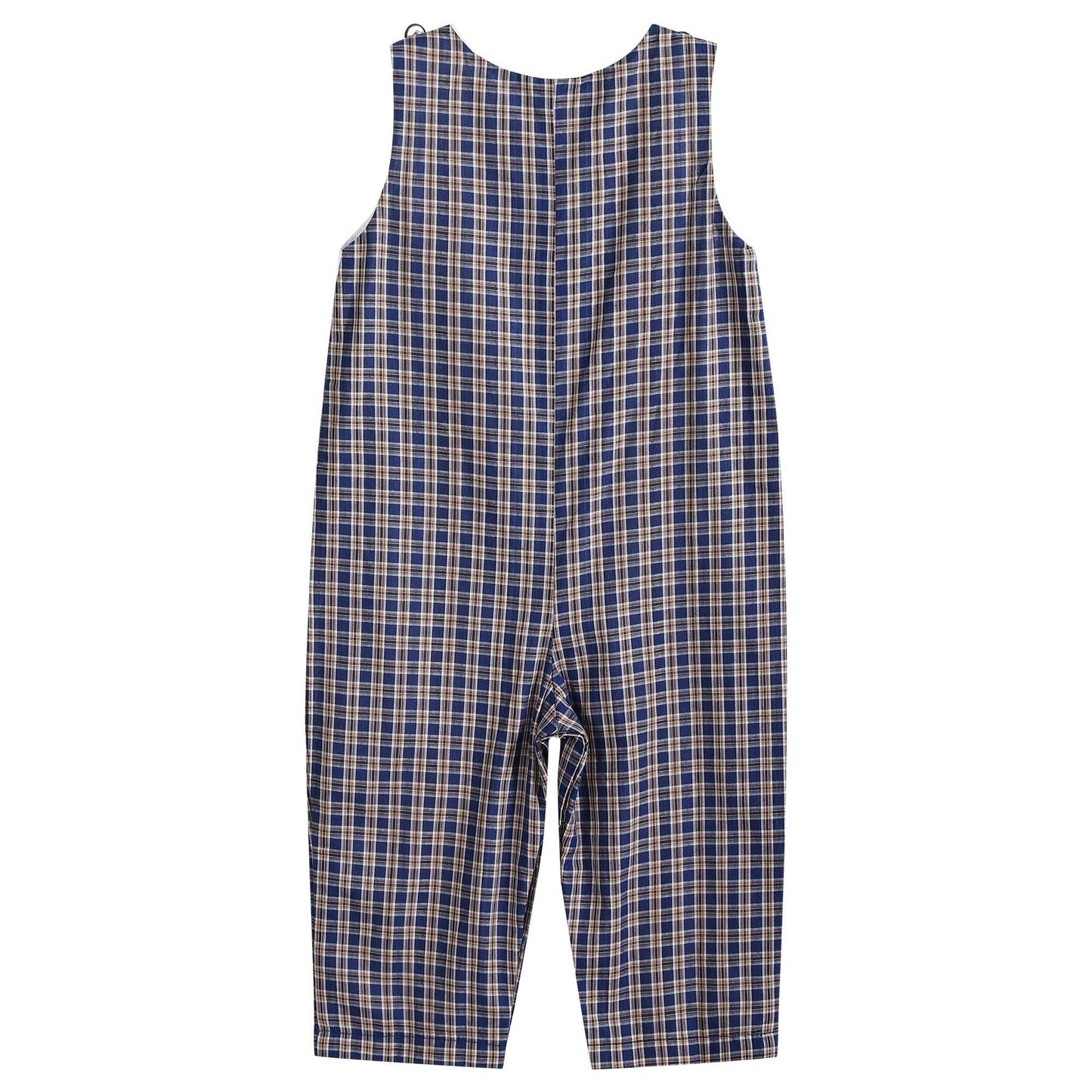 Lil Cactus - Blue Flannel Plaid Mallard Smocked Overalls