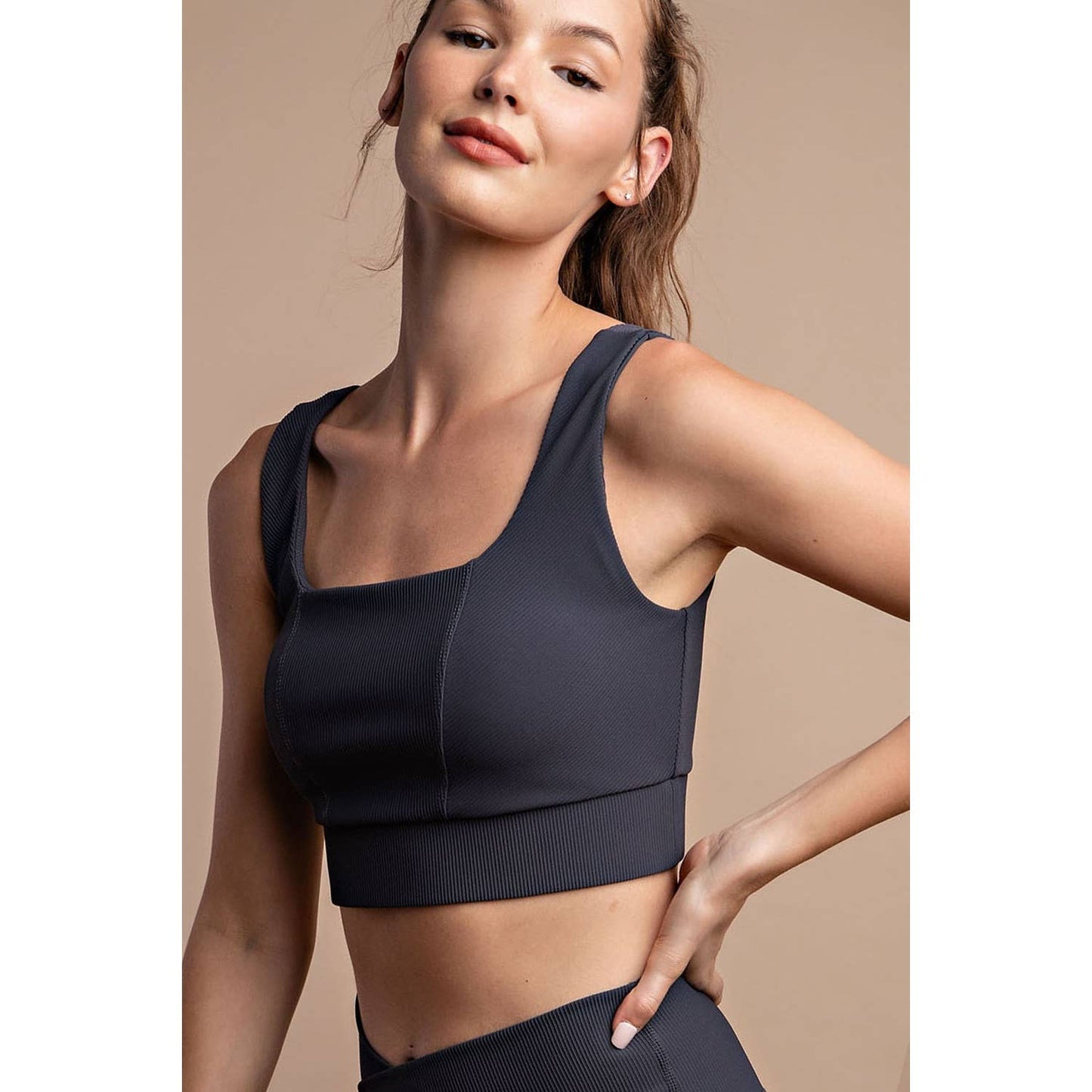 Rae Mode - NYLON RIB SQUARE NECK SPORTSBRA