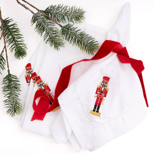 8 Oak Lane - 4 Piece Set Nutcracker Embroidered Dinner Napkins