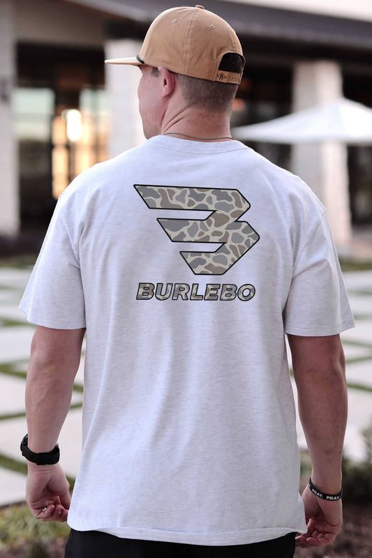 BURLEBO - Classic Deer Camo Sig Logo - SS - Ash Grey