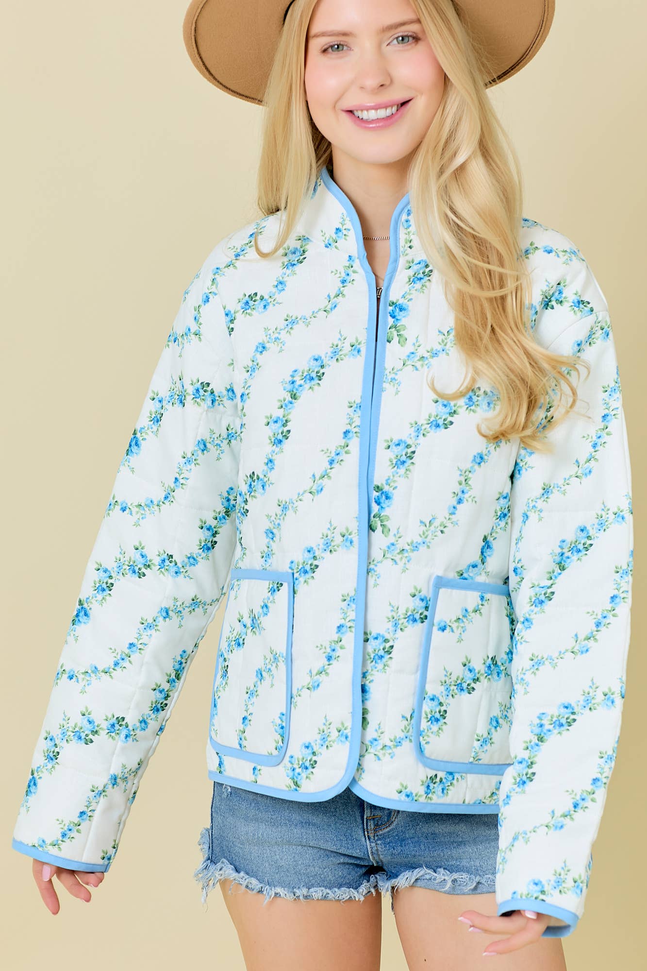 Main Strip - Floral Printed Quilted Jacket