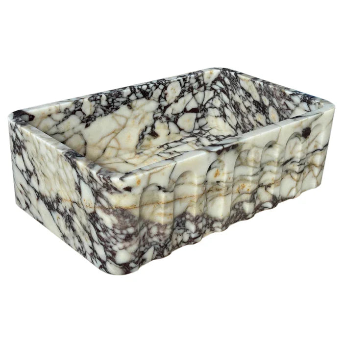 Calacatta Viola Marble Wall-mount Bathroom Vanity Sink Fluted Front (W)19.5" (L)31.5" (H)10"