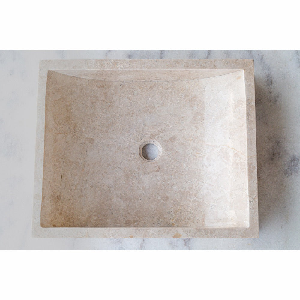 Cappuccino Beige Marble Rectangular Sink  (W)18" (L)21.5" (H)5"