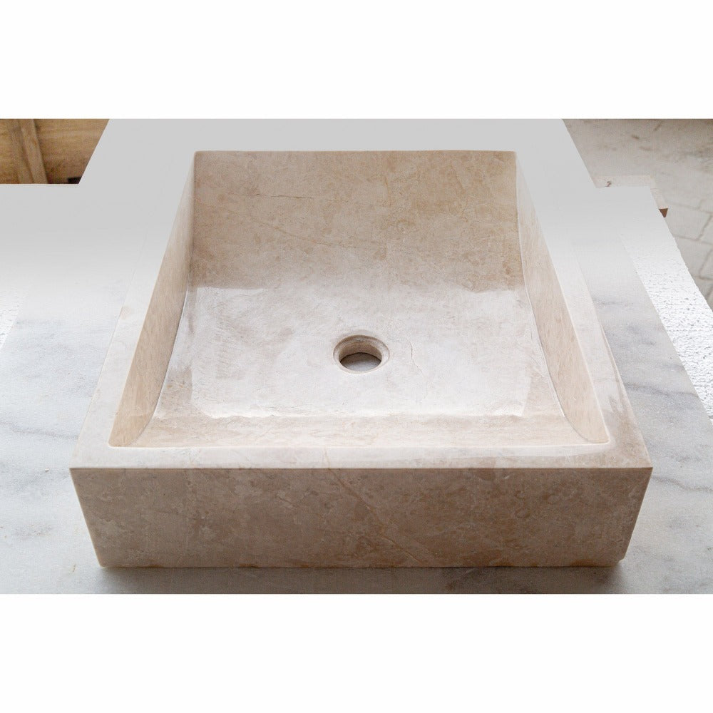 Cappuccino Beige Marble Rectangular Sink  (W)18" (L)21.5" (H)5"