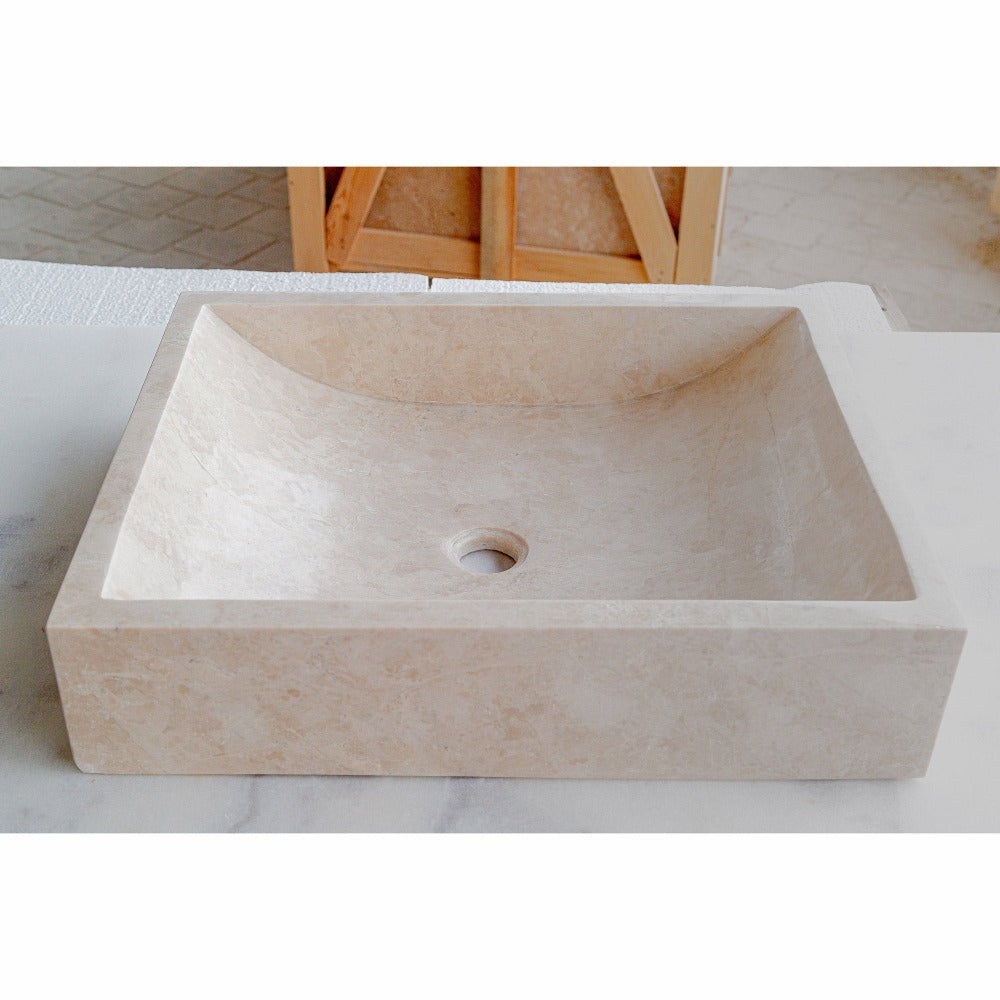 Cappuccino Beige Marble Rectangular Sink  (W)18" (L)21.5" (H)5"