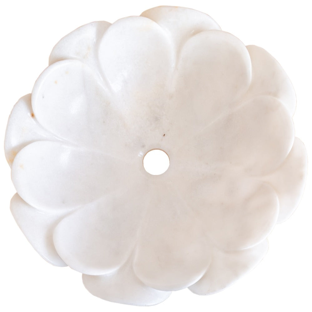 Carrara White Marble Natural Stone Flower Shape Polished Sink (D)17" (H)6"