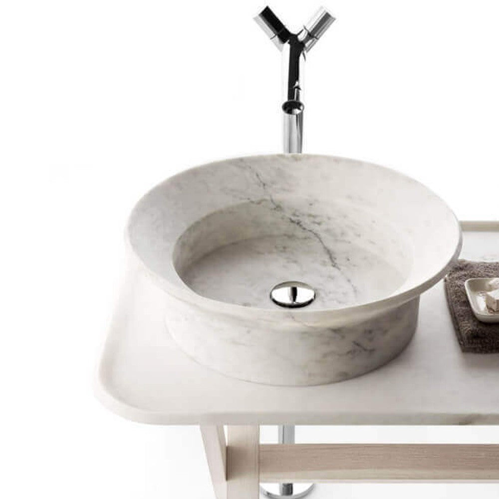 Special Design Drop-in Marble Vessel Sink Bowl Polished (D1)20" (D2)16" (H)6"