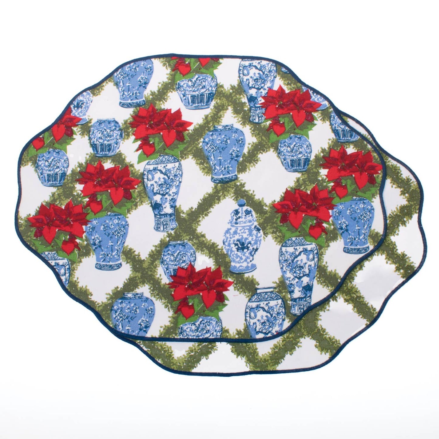 8 Oak Lane - Poinsettias Reversible Scalloped Placemat