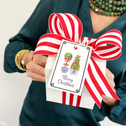 WH Hostess Social Stationery - Full-Color Gift Tags | Christmas Topiaries