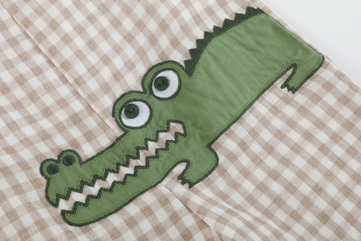 Lil Cactus - Brown Gingham Alligator Shortalls