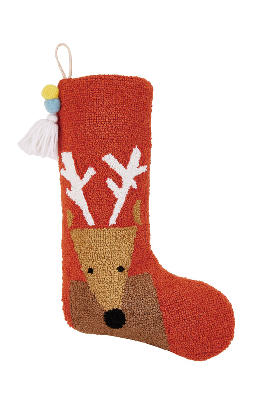 Peking Handicraft - Reindeer Stocking With Pom Pom Tassel by Ampersand