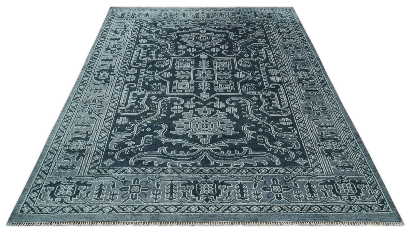 Charcoal, Gray and Silver 9x12 Hand Knotted Traditional Persian Oushak Wool Rug, Accent Rug | TRDCP1083912