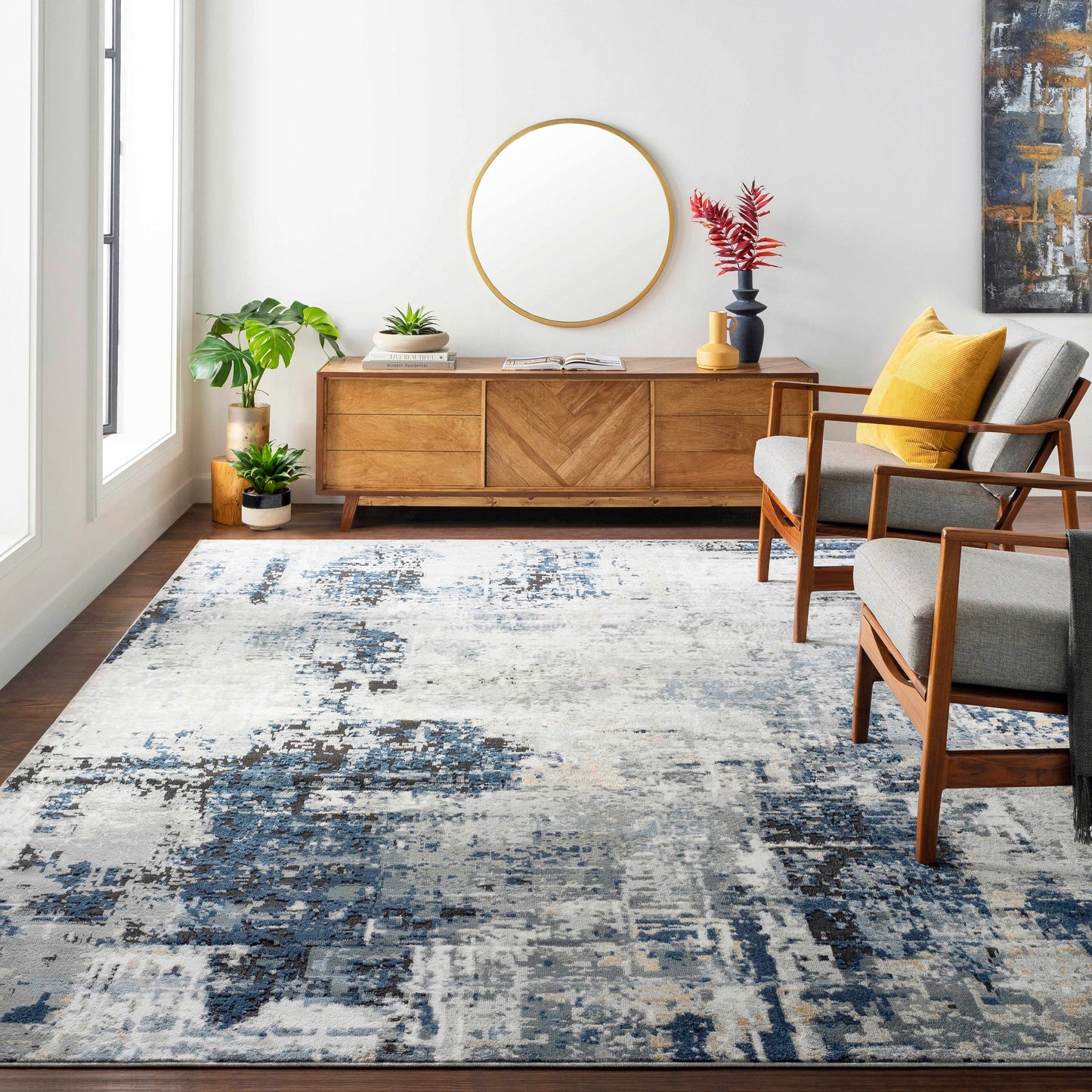 Campsall Abstract Blue Rug