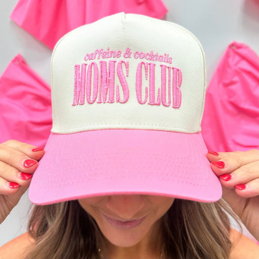 'Caffeine & Cocktails Moms Club' 3D Embroidered Snapback Trucker Hat