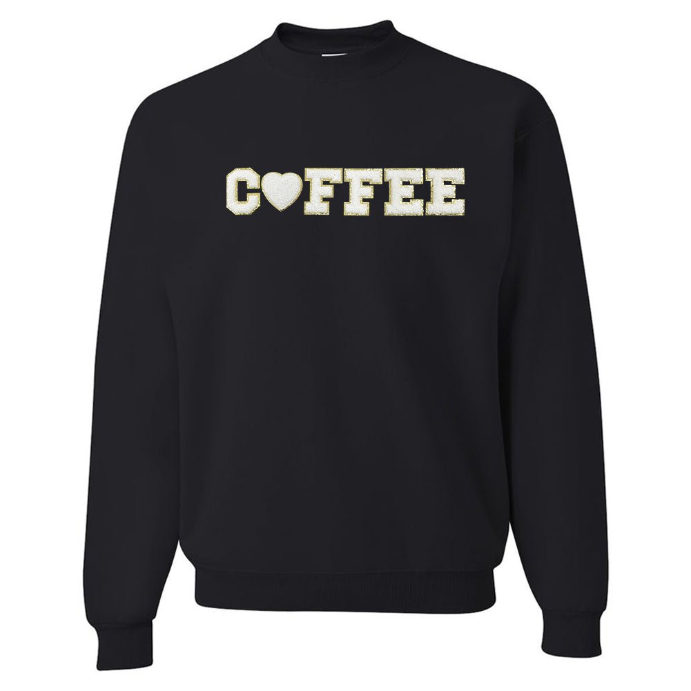 Coffee Heart Letter Patch Crewneck Sweatshirt