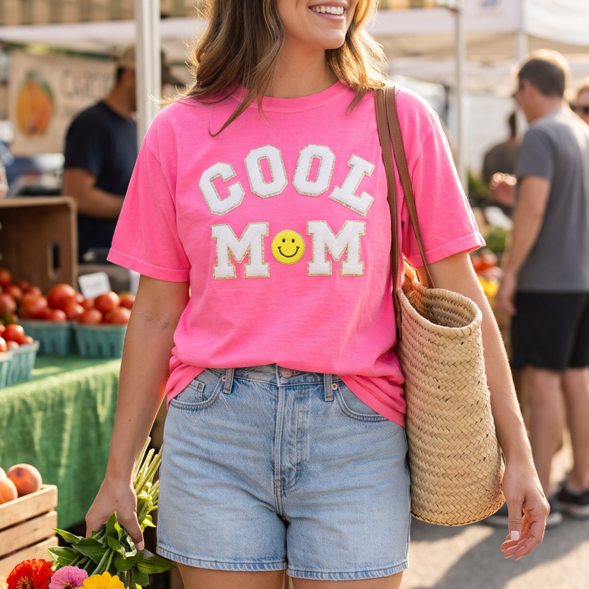 'Cool Mom' Letter Patch T-Shirt
