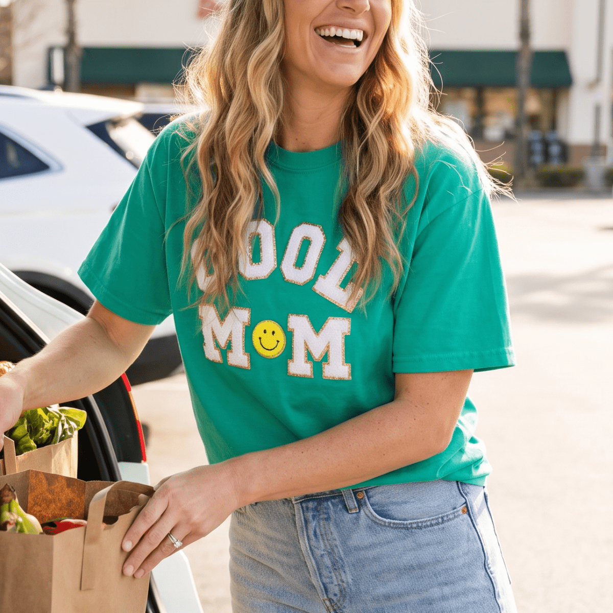 'Cool Mom' Letter Patch T-Shirt