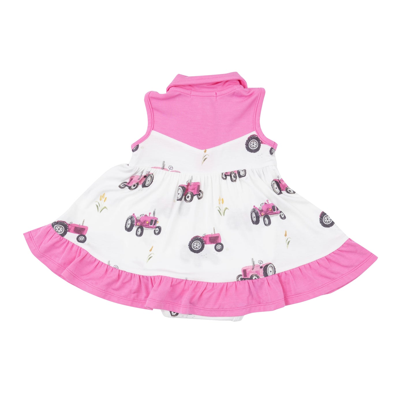 Cowgirl Bodysuit Dress - Pink Tractors