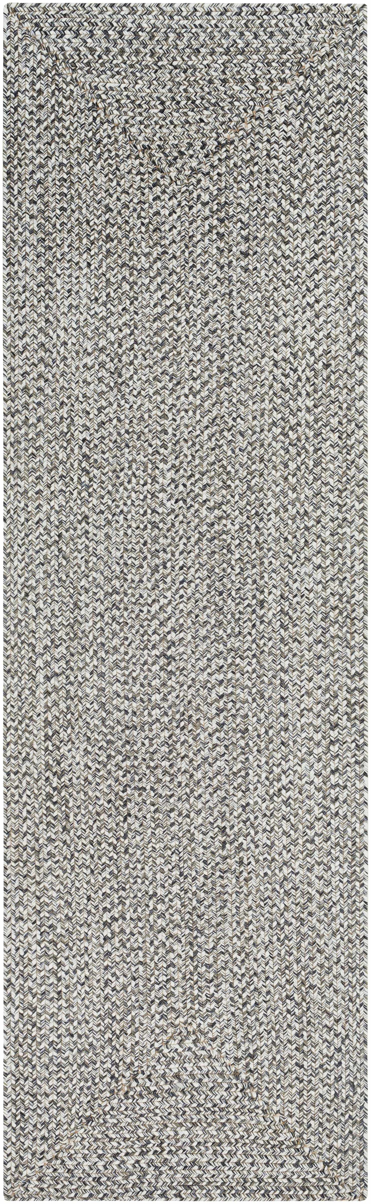 Cream Charcoal Braided Faux Jute Rug