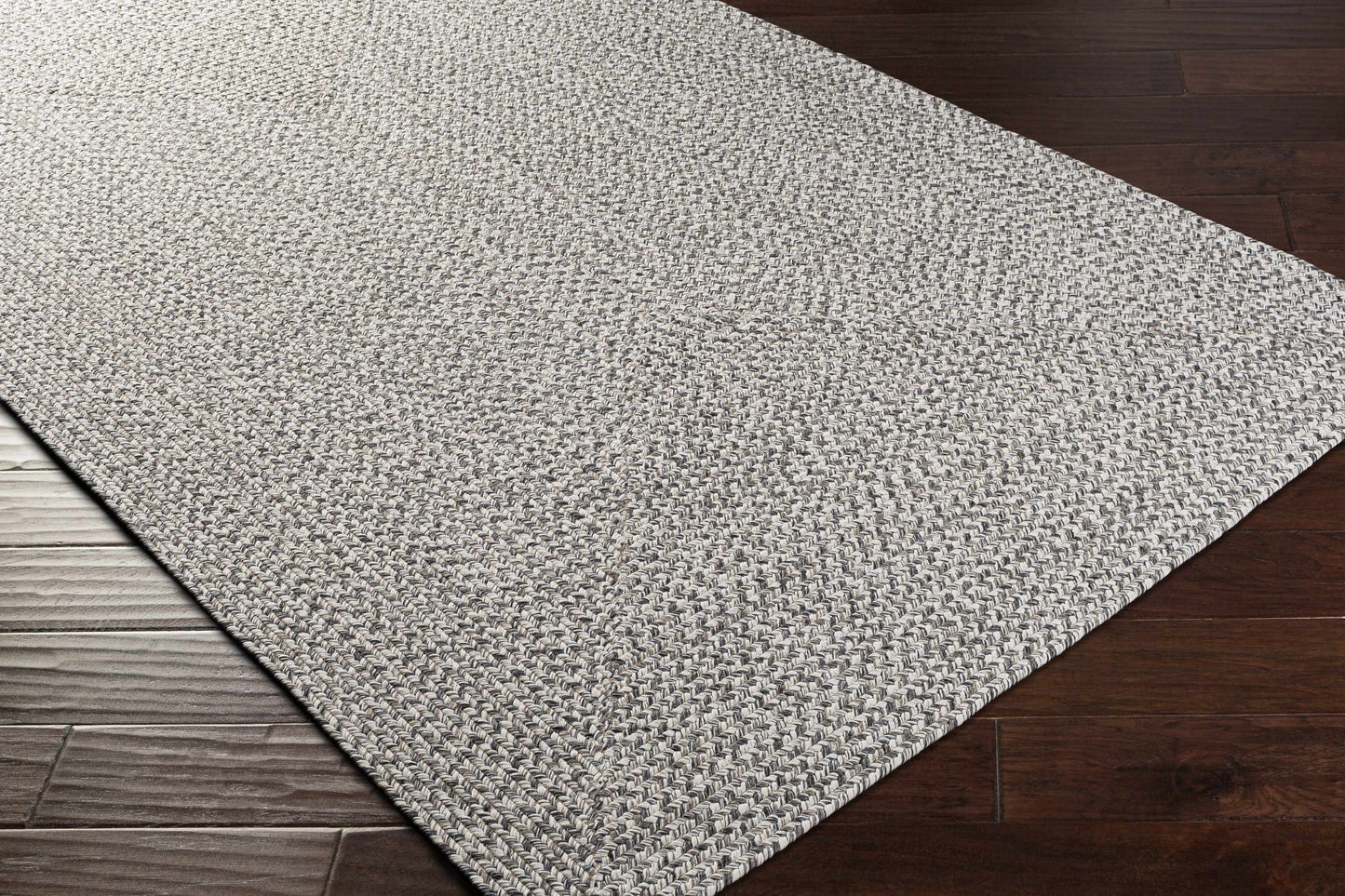 Cream Charcoal Braided Faux Jute Rug