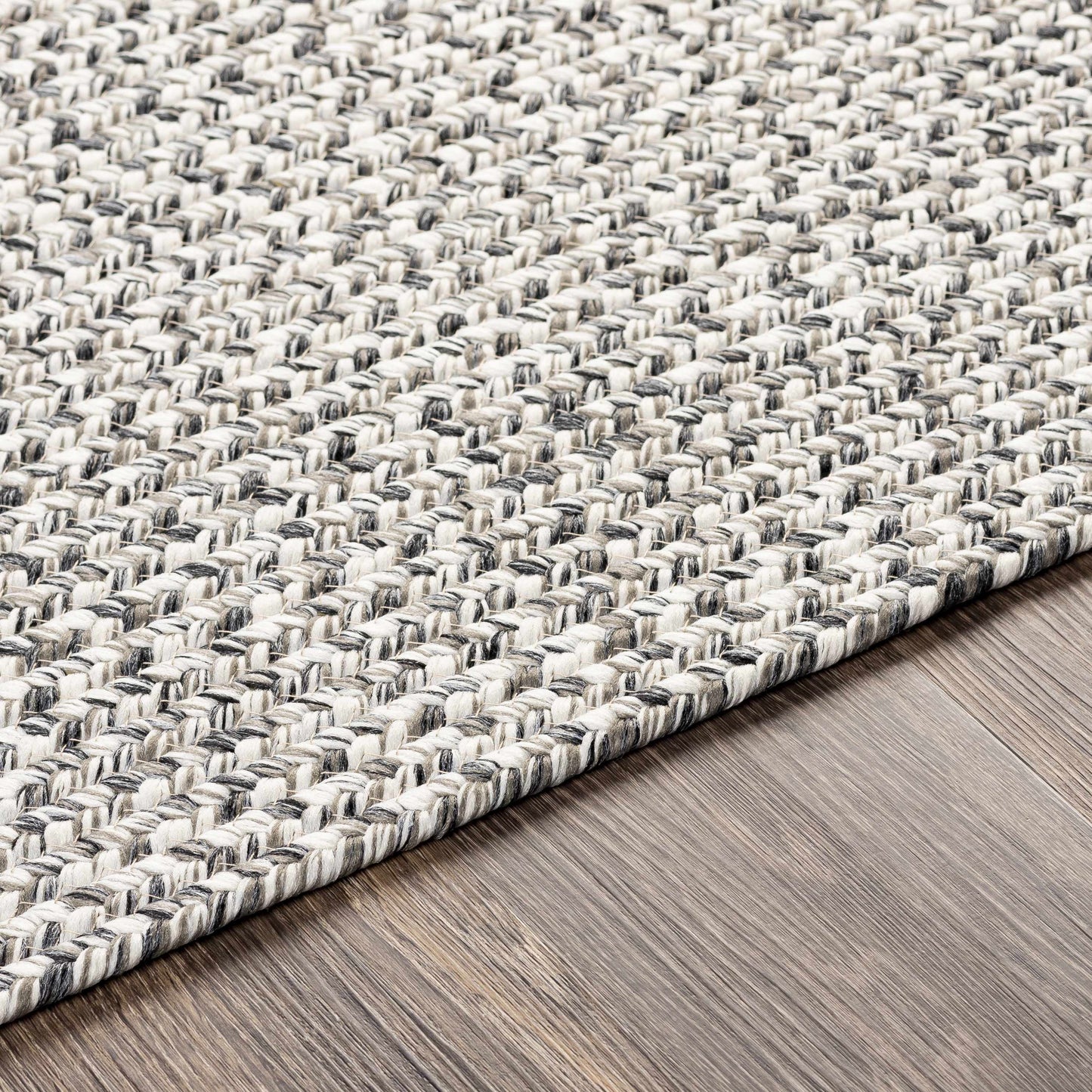 Cream Charcoal Braided Faux Jute Rug