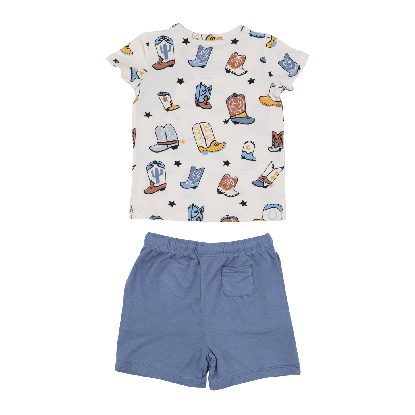 Crew Neck Tee & Short Set - Boots Blue