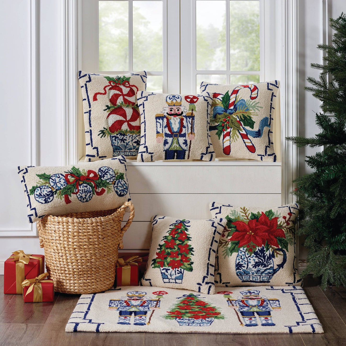 Peking Handicraft - Chinoiserie Candy Cane Hook Pillow